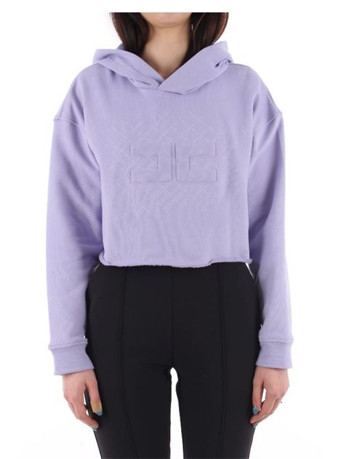 Elisabetta Franchi short lilac sweatshirt with logo ELISABETTA FRANCHI | MD04611E2.Q38